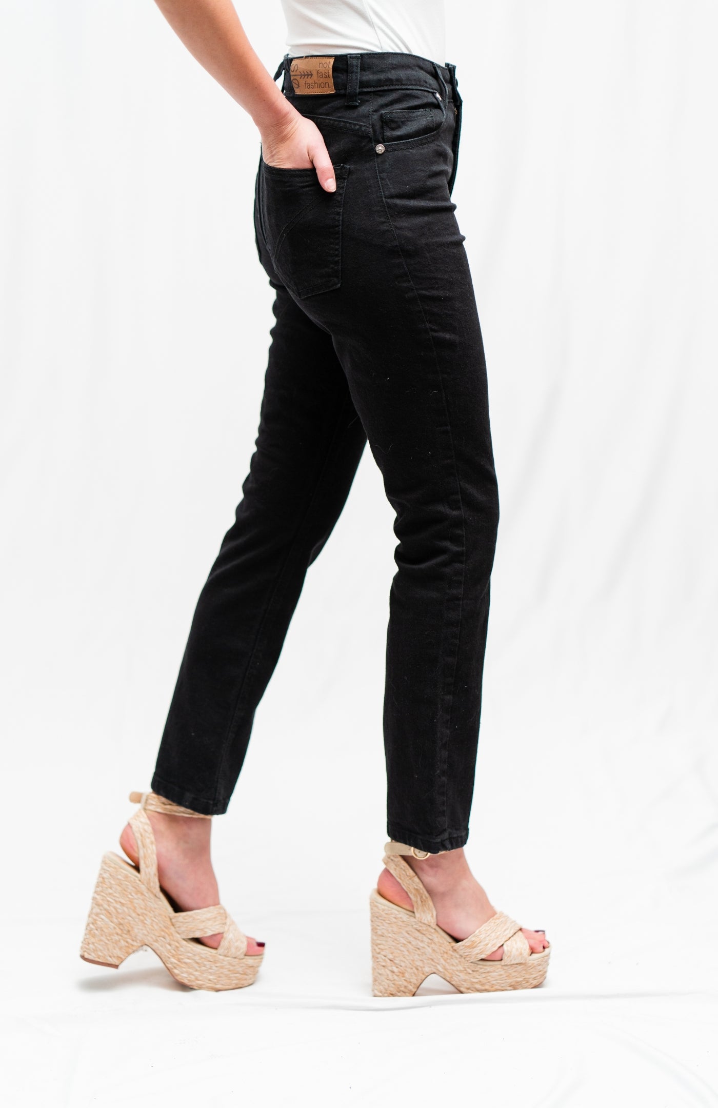 high rise straight alto - nero